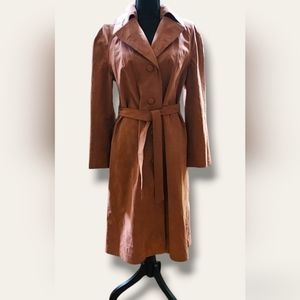 Vintage 70s Handmade Button-Down Wrap Trench Coat in Mauvy Brown
